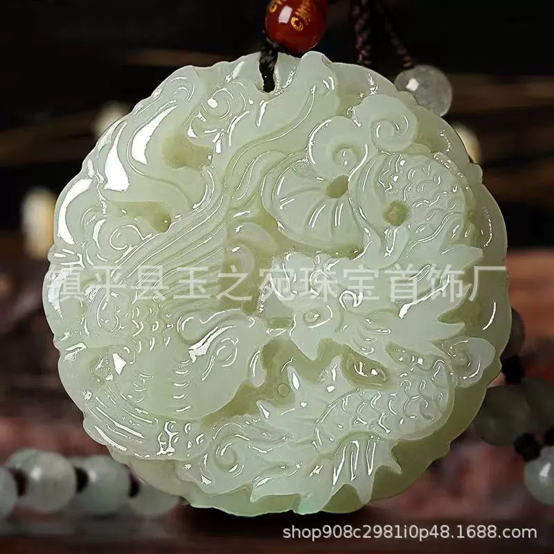 厂家批发外蒙料仿和田玉龙凤配吊坠玉坠男女款龙凤呈祥定情信物