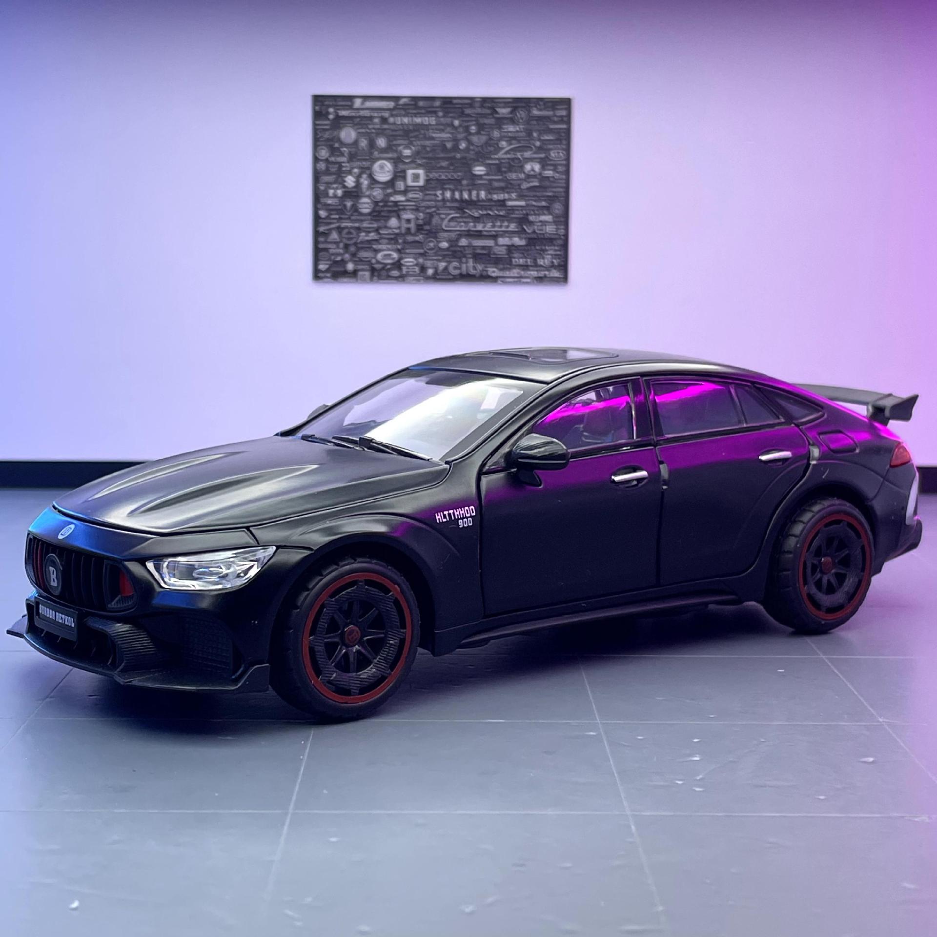 Chimei modelo de coche de aleación 1:24 barboss 900 coche deportivo tire hacia atrás con sonido y luz coche de juguete AMG Puerta Abierta GT63 modelo