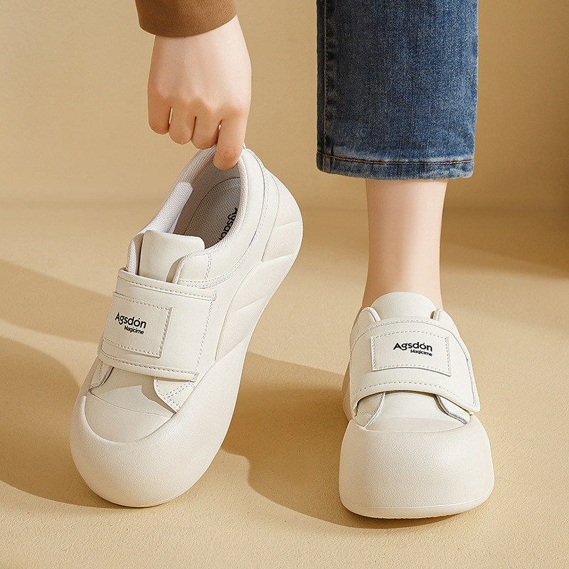Augu Shiden zapatos blancos para mujeres 2025 nuevo otoño y invierno más velcro de fondo grueso zapatos de skate zapatos deportivos casuales velcro
