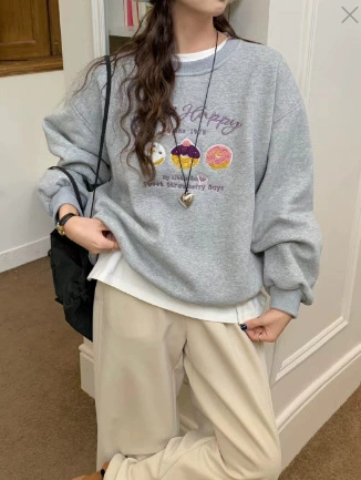 Quality warm warm sweatshirt, cartoon long-sleeve, oversize