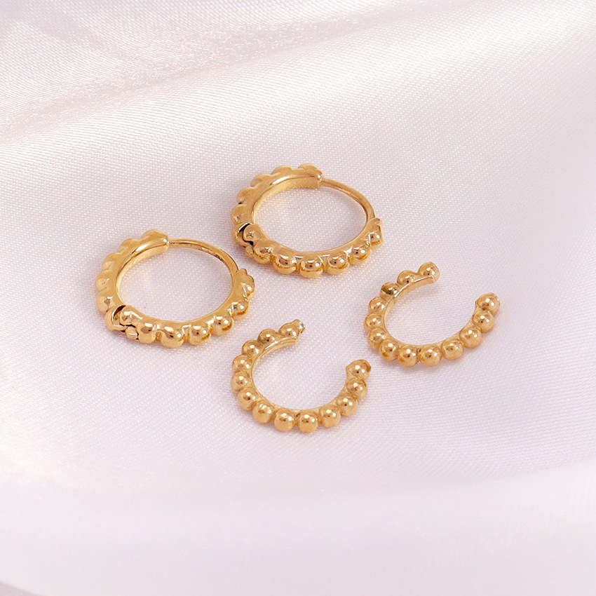 1 Pair Retro Waves Plating Stainless Steel Gold Plated Earrings display picture 2