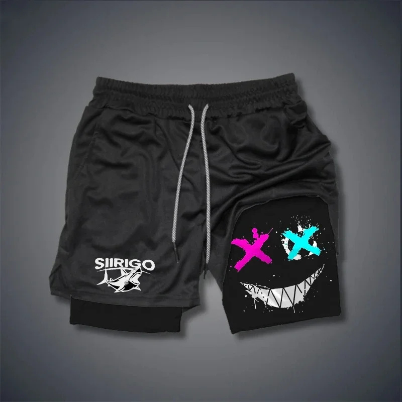 Men's Breathable Double-Layer Shorts, Quick-Dry Sports Shorts, Suitable for Training and Running, Straight-Leg Summer Fashion and Trend
