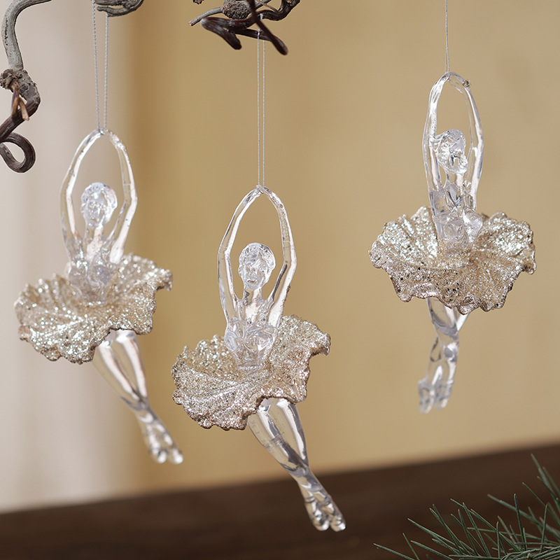 Buscando madera, árbol de Navidad transfronterizo, colgante de acrílico, campana, carruaje de calabaza, carrusel, colgante decorativo de bailarina