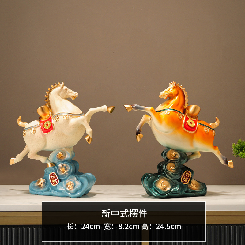 新しい中国風の富と馬の装飾品、リビングルーム、玄関、オフィス、ライトラグジュアリー、ハイエンドの装飾、新しい家の引っ越しギフト|undefined
