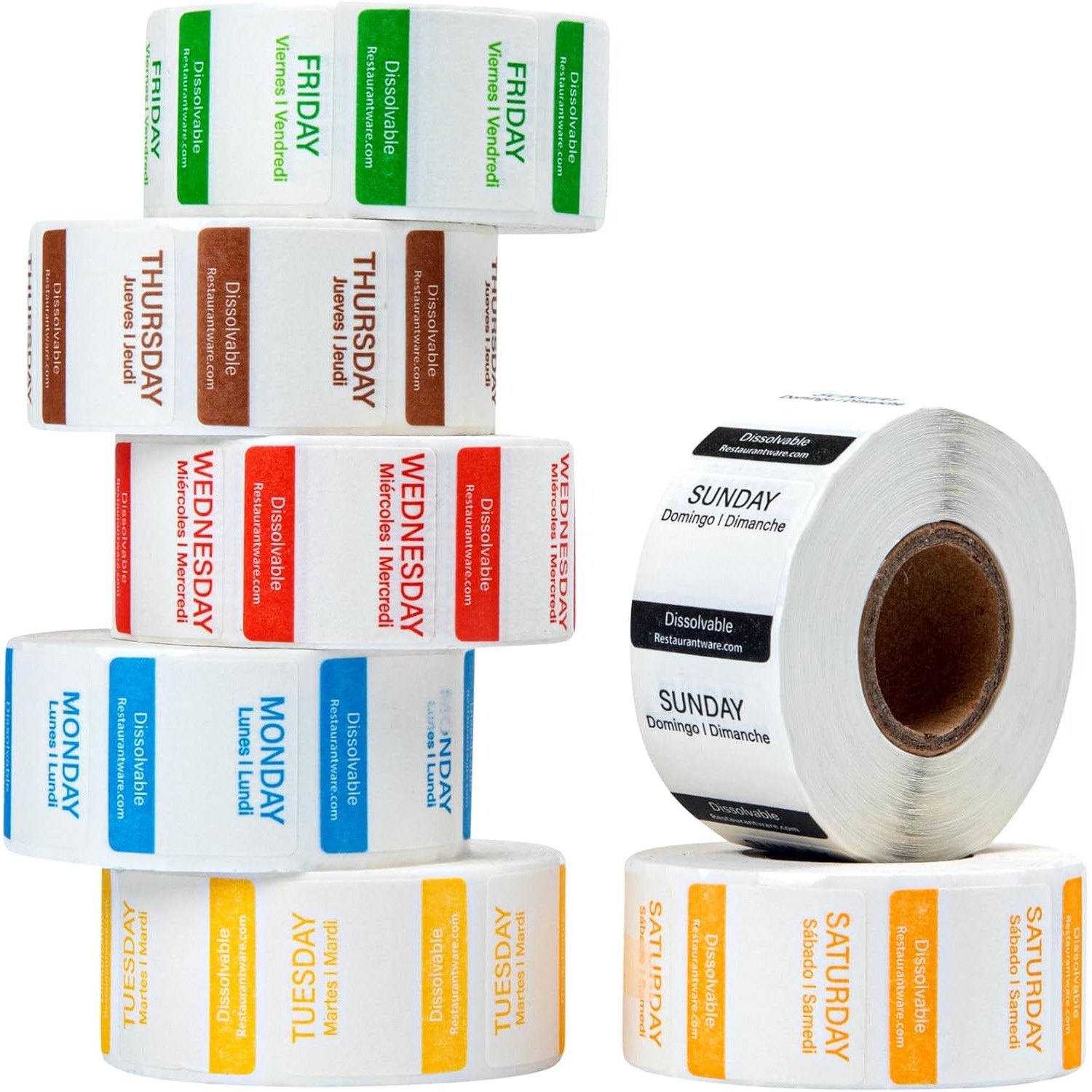 可溶三语食品旋转贴纸3500张周标签厨房保鲜用