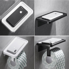 Space Aluminum Toilet Paper Holder without Drilling Phone Stand and Storage Toilet Paper Box Tissue Holder