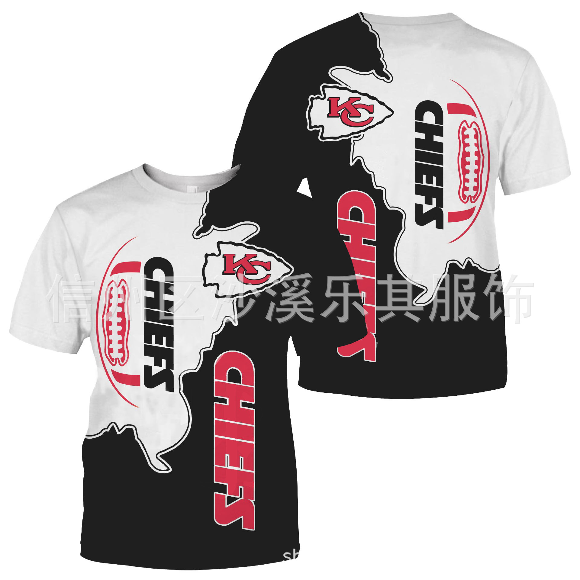 2024 Amazon nuevos hombres tendencia europea y americana delgada cuello redondo NFL camiseta de manga corta impresión digital casual código europeo