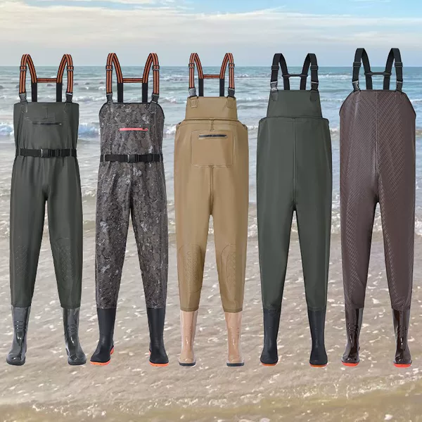 Waterproof Waders Half-Body Rain Pants with Rain Boots, Leather Split Pants for Catching Fish, Full-Body Men's One-Piece Fishing Wear-Resistant