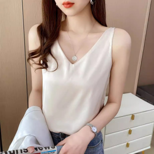 Tank top, silk base body-freely fit, internet control, V-neckline, slim fit