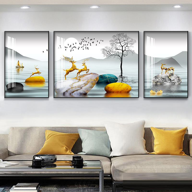 客厅装饰画高级感壁画三联画现代简约大气墙画新款沙发背景墙挂画|undefined