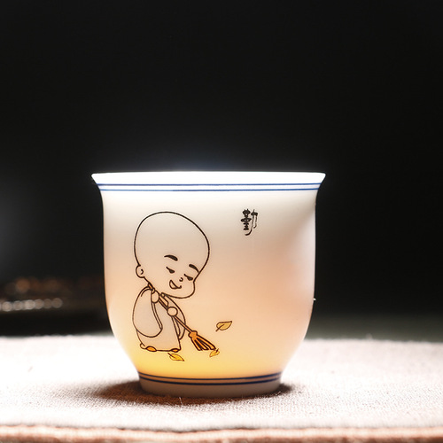 Hand-painted Small Teacup from Jingdezhen, High White Porcelain Douli Cup Ceramic Gongfu Tea Cup Tea Drinker's Cup, Single Cup Wholesale
