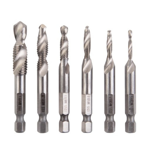 Tap tapping drill bit 6-piece set metric tapping drill bit set drilling and tapping integrated hexagonal handle compound machine tap