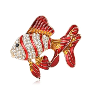 Cross-Border European and American Light Luxury Enamel Japanese Goldfish Brooch Pendant Couple Tropical Fish Dripping Oil Cartoon Brooch Collar Jewelry