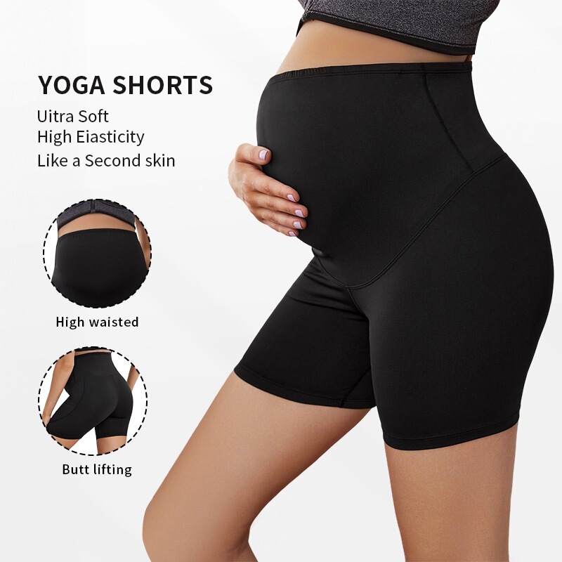 European and American Cross-Border Maternity Shorts, High-Waisted Sports Belly Support and Butt-Lifting Leggings, Short Yoga Pants, Maternity Wear Wholesale