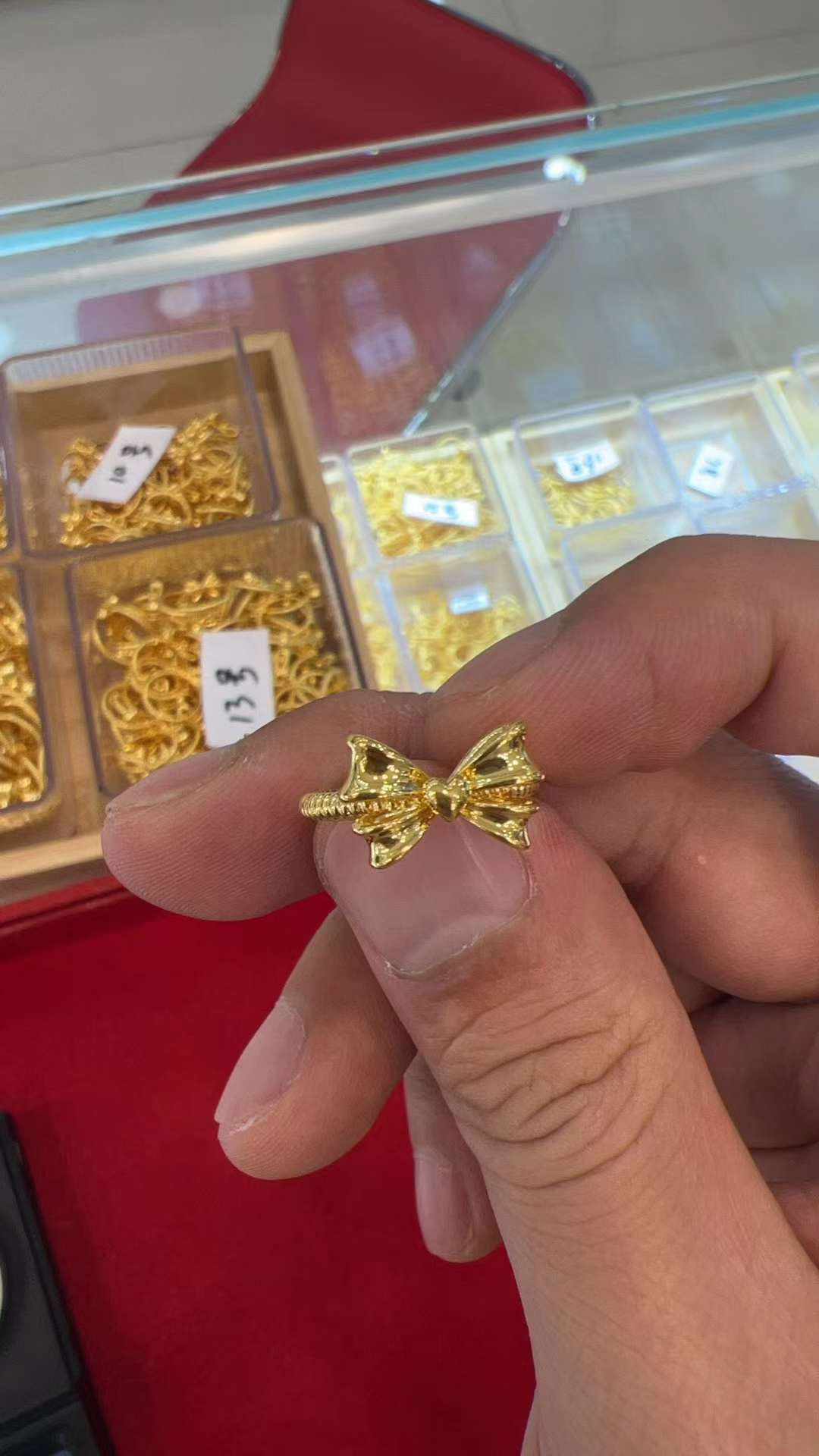 사랑스러운 리본 매듭 반지 (약 0.7g 이내) + 정품 포장 + 국가 검사 인증서