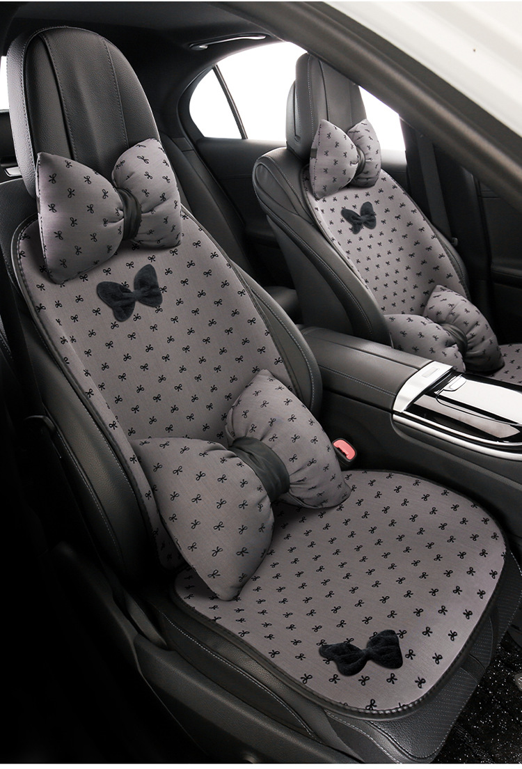 Car Seat Cushion, Universal for All Seasons, Half-Pack Seat Cover, Bow, Small Fragrance Goddess Style, Rear Three-Piece Car Seat Cushion