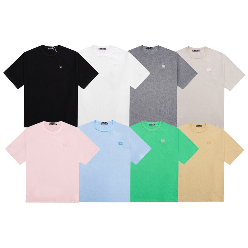 2025 Summer New Acne Short-Sleeve Unisex Square Smiley Face Print Loose Round Neck T-Shirt Internet Celebrity Couple Style 2025 Summer New Acne Short-Sleeve Unisex Square Smiley Face Print Loose Round Neck T-Shirt Internet Celebrity Couple Style