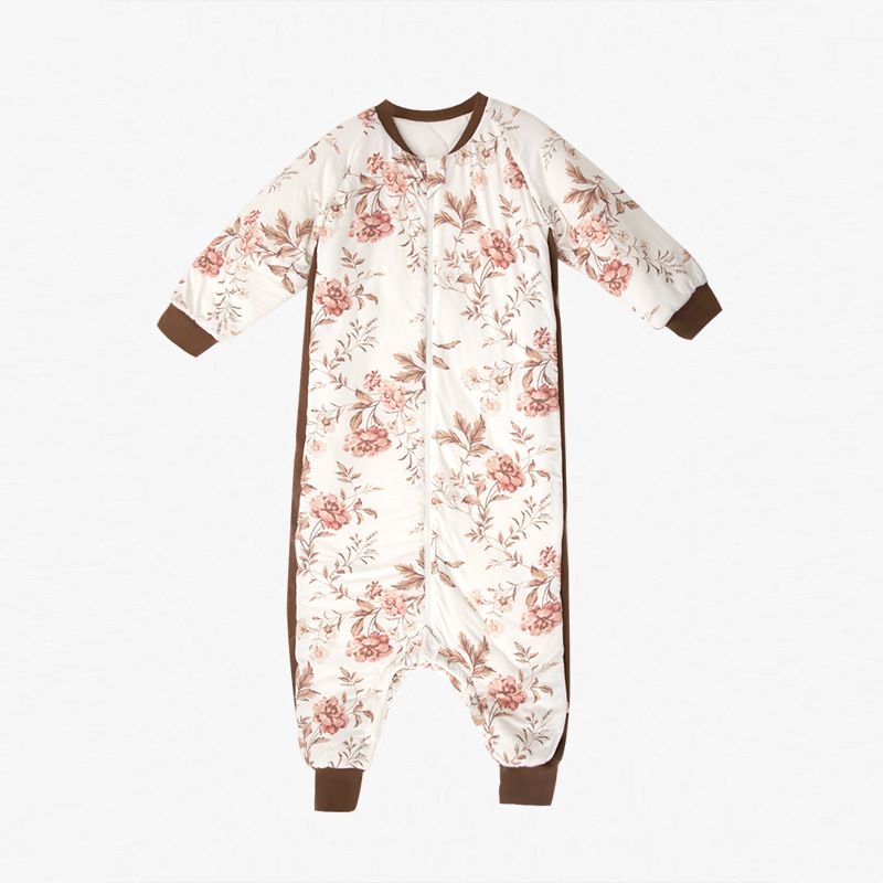 Saco de dormir para niños acolchado otoño e invierno engrosado bebé pierna dividida saco de dormir anti-kick edredón clase Un bebé manga larga saco de dormir Internet celebridad