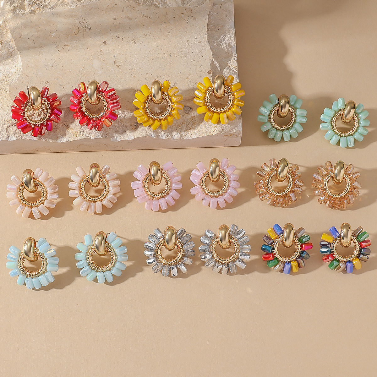 12g Weight 304 Stainless Steel Ear Needle Material Drop Earrings Classification 1 Pair Quantity Holiday, Daily Occasion Artificial Crystal Material Geometric Pattern All Seasons Season Women's Gender Plating Design Retro, Simple Style Style 1 Pair Retro Simple Style Geometric Plating Artificial Crystal Drop Earrings 无