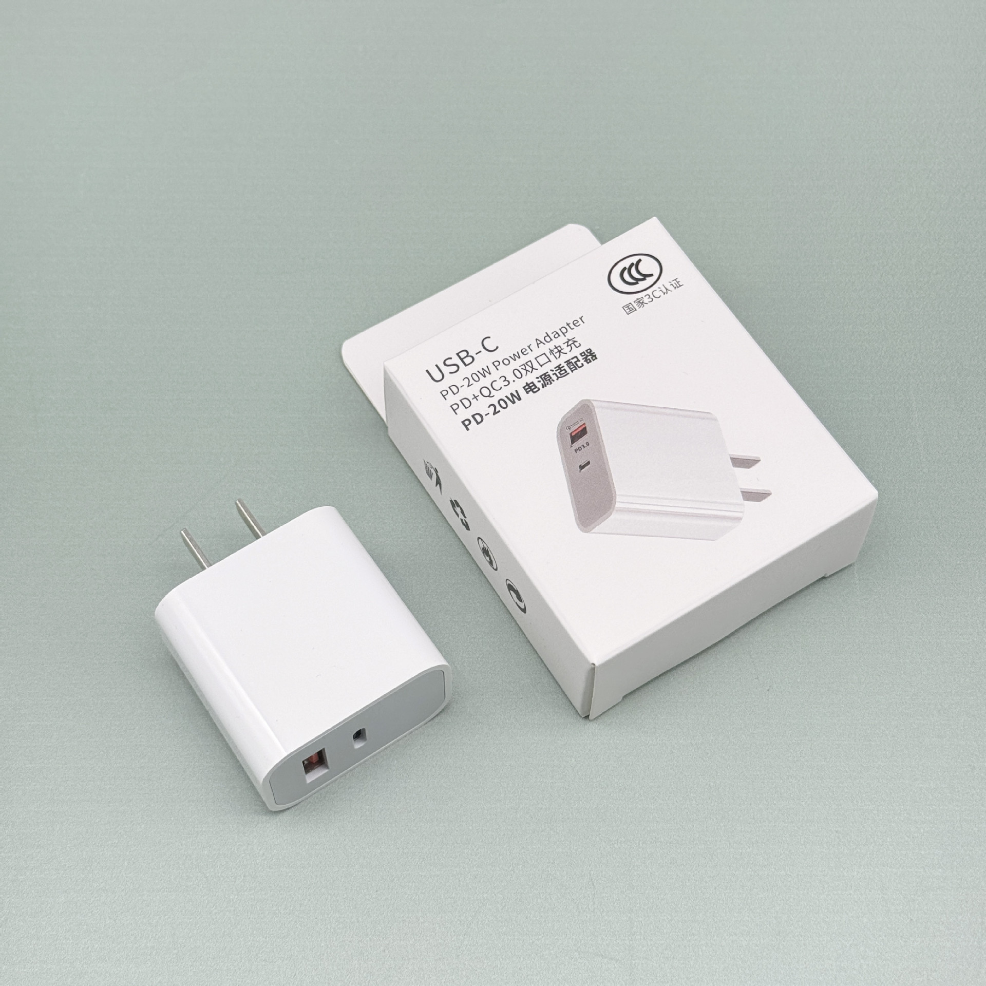 Cargador transfronterizo de doble puerto PD20w de EE. UU. Para teléfono móvil Apple 14/Android A C cargador de carga rápida