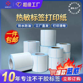 跨境爆款蓝底热敏纸100x100条码纸空白不干胶贴纸热敏标签打印纸