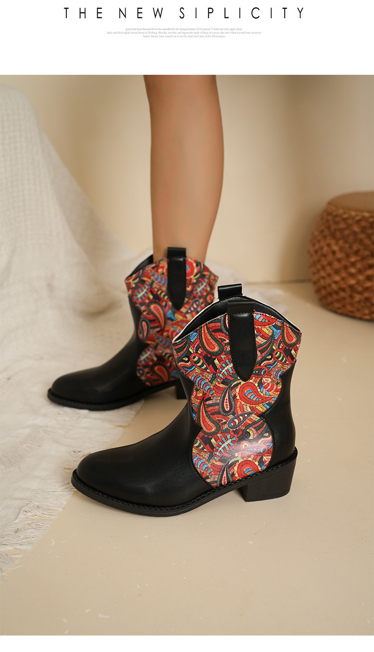 Women's Shoes 2024 autumn and winter new thick heel ladies high boots round head color matching fashion boots mid heel pu sleeve boots_voghion.com