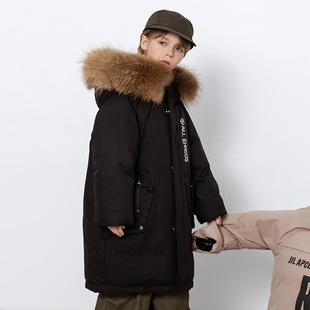 2024 New Boys' Down Jacket Children's Mid-length Western Style Men's Middle and Big Children's Winter Thickened Jacket