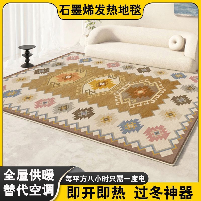 石墨烯电热地毯客厅地暖垫家用移动卧室毛毛绒发热地毯加热取暖垫