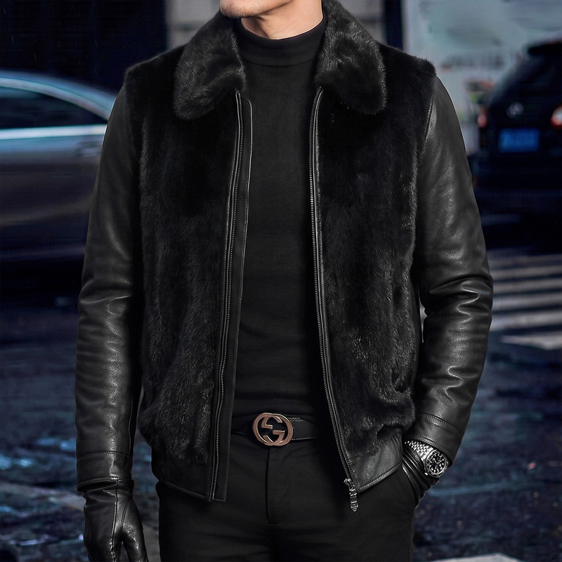 New winter collection: full mink fur goat leather jacket with goose down lining, genuine leather outerwear, stylish and cool mink fur coat for men New winter collection: full mink fur goat leather jacket with goose down lining, genuine leather outerwear, stylish and cool mink fur coat for men