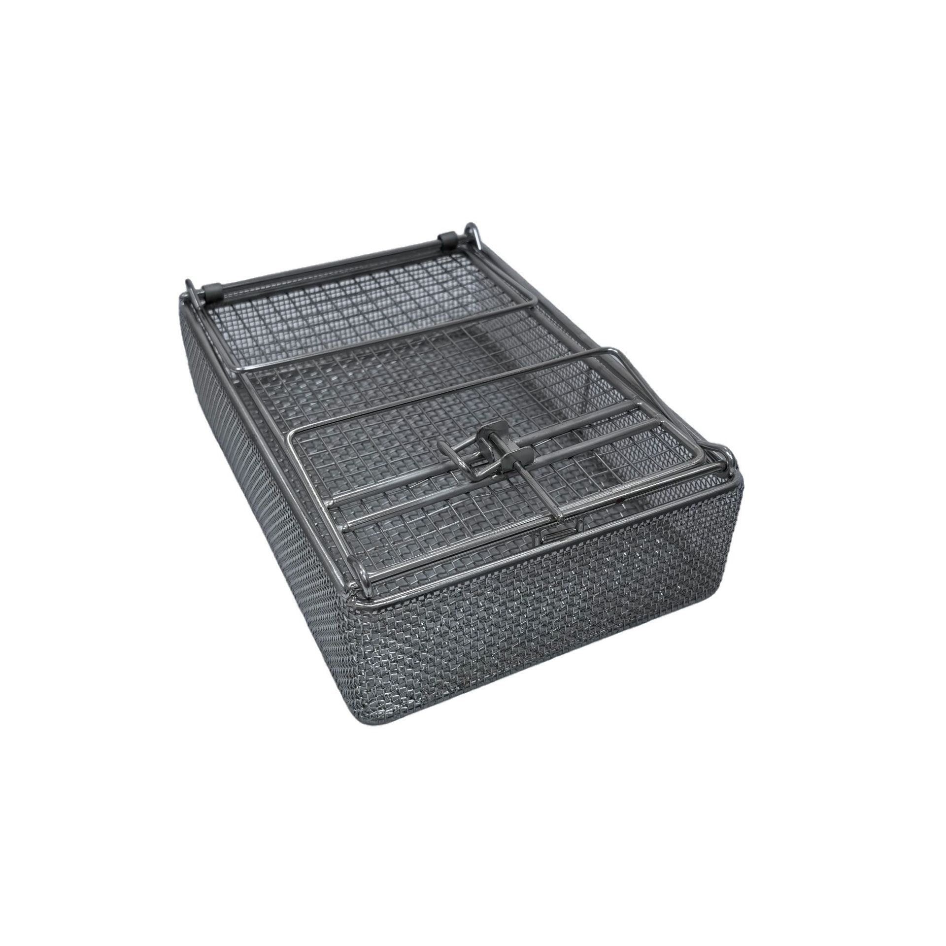 304不锈钢带加强筋长方形清洗网筐带活动把手304圆形生鲜水果网篮