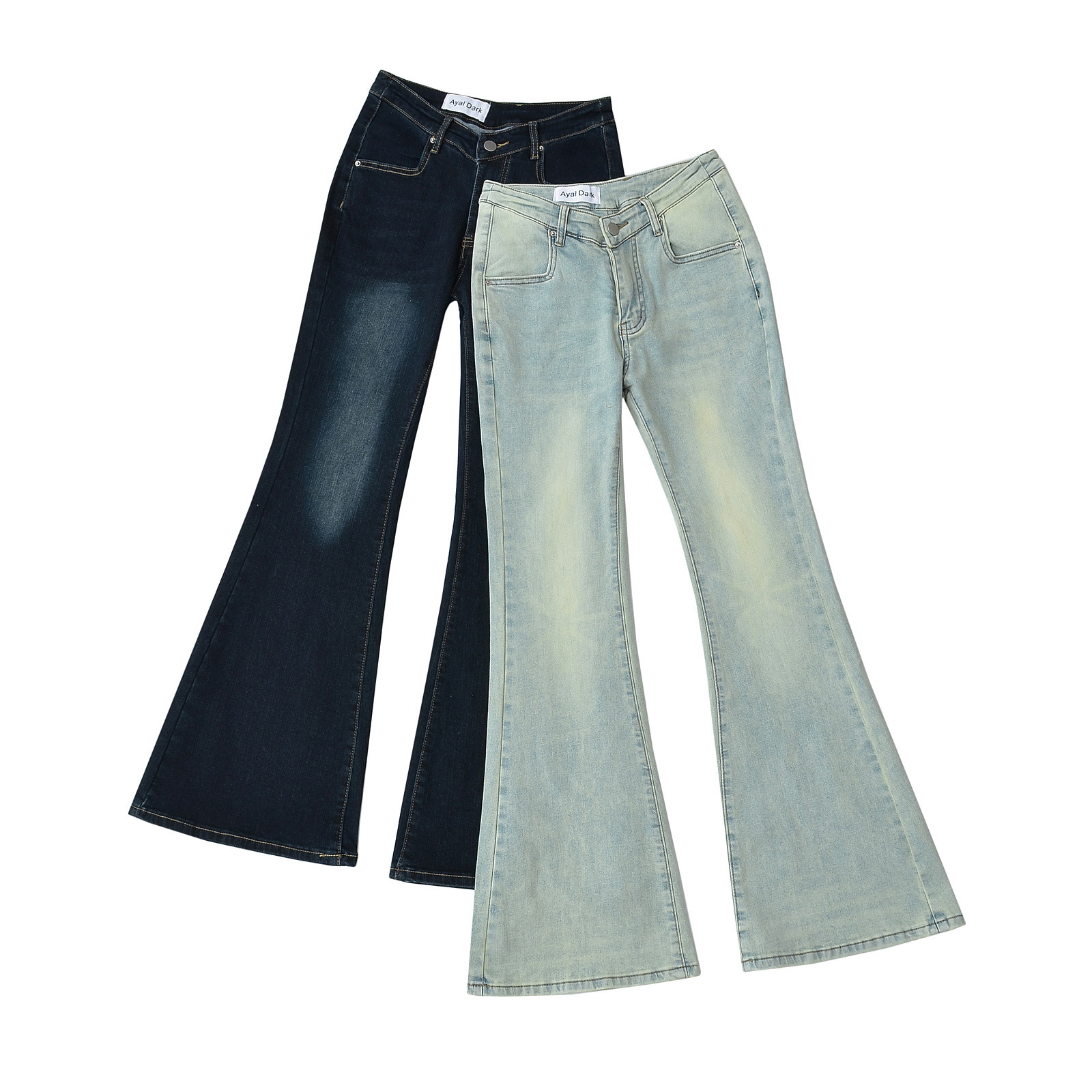 Autumn 2024 New Women's Deadly Waist Essence V Waist fleece-lined Slim Jeans All-match Flared Pants for Women