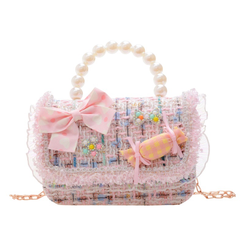 Nuevo bolso de mensajero de La Niña de los niños niña estilo de Chanel estilo occidental Linda niña linda de dibujos animados portátil pequeña bolsa