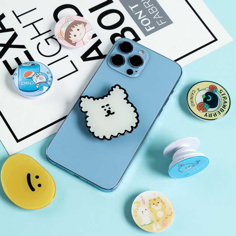 Soporte de airbag acrílico de forma alienígena al por mayor encantador alrededor de las estrellas de dibujos animados soporte de teléfono móvil en stock DIY