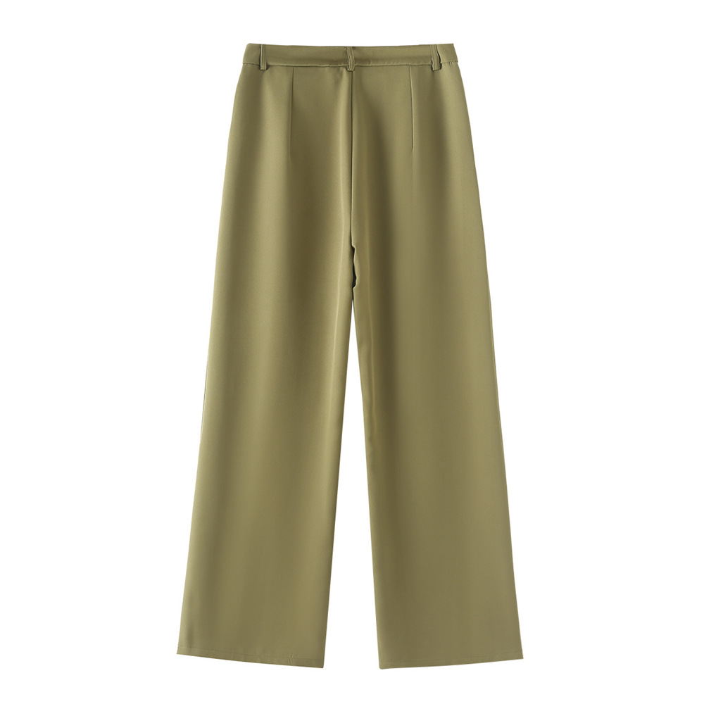 GraceChic Cross-Border Source PB&ZA Women's Clothing 2024 Autumn Winter New Solid Color Commuter Suit Set Casual Wide-Leg Pants_voghion.com