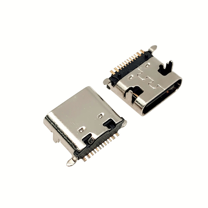 USB Connector Type-C Female Socket 16P Fast Charging Front-Insert Rear-Mount Smt Length 7.35mm 16Pin Surface Mount Gallium Nitride
