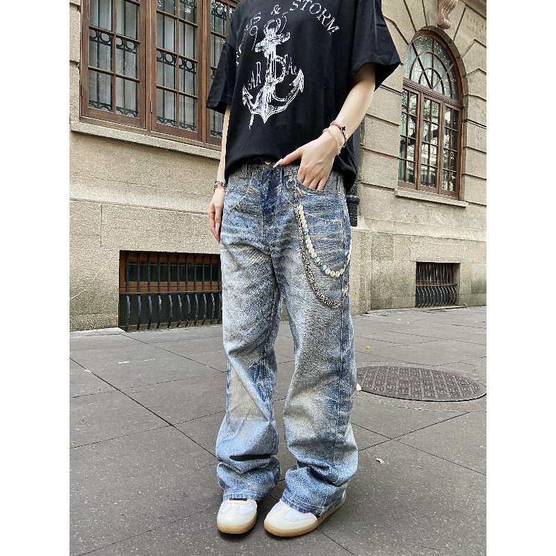 Vintage American Style 3D Printed Striped Cat Whisker Loose Straight Leg Jeans For Men And Women_mkmklike.com