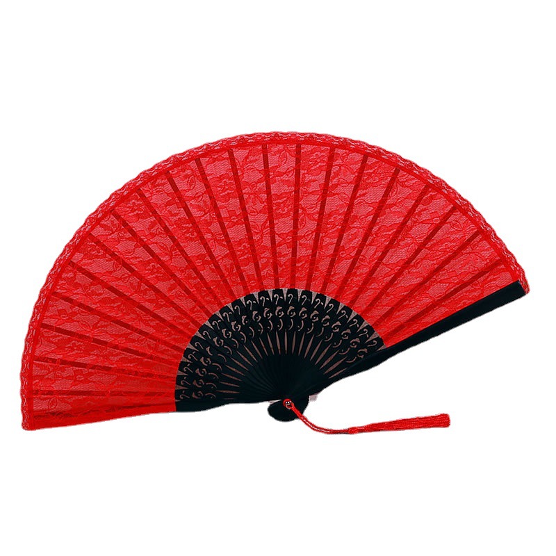 Venta al por mayor de la Fábrica de la vendimia de encaje ventilador femenino clásico ventilador plegable cheongsam accesorios República de China estilo corte ventilador femenino ventilador de baile de encaje