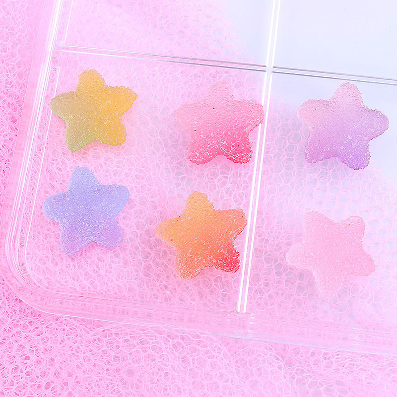 Gradiente de dibujos animados simulación estrella suave caramelo accesorios DIY resina suave pegamento caramelo al por mayor crema pegamento teléfono caso material