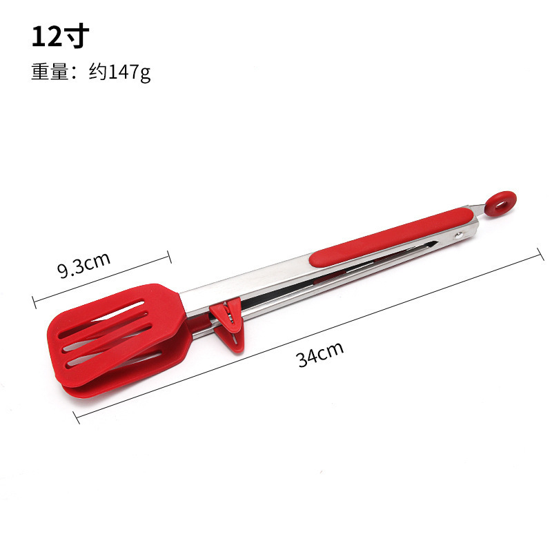 Silicone con pie de comida, pala de filtración de aceite, filete frito, clip de pescado, clip de alimentos de acero inoxidable, clip de pan, clip de barbacoa