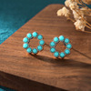 Retro turquoise fashionable earrings, jewelry, boho style