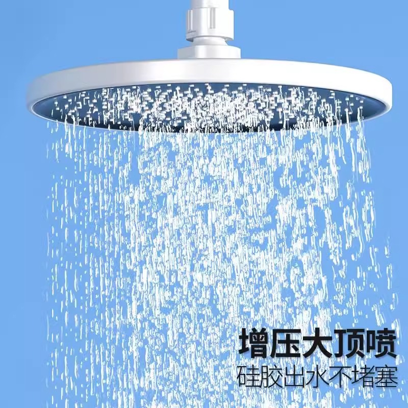 Juego de ducha de piano de cobre transfronterizo, ducha de botón de hogar blanco, ducha de baño, juego completo de fábrica, cabello directo