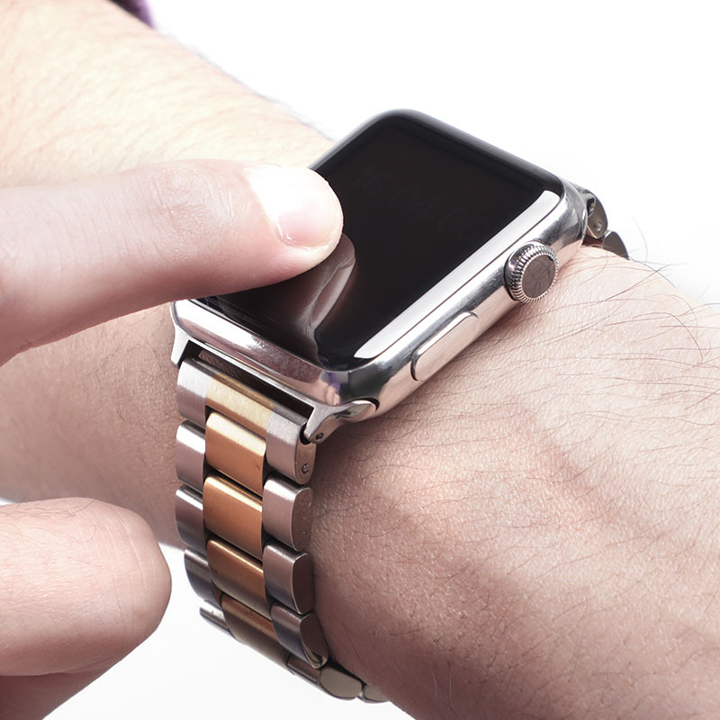 210g Weight Stainless Steel, Steel Belt Strap Material Watch band Classification 304 Stainless Steel, Metal Material Solid Color, Apple Pattern Elegant Style Elegant Solid Color Apple Stainless Steel Steel Belt Watch Band 2