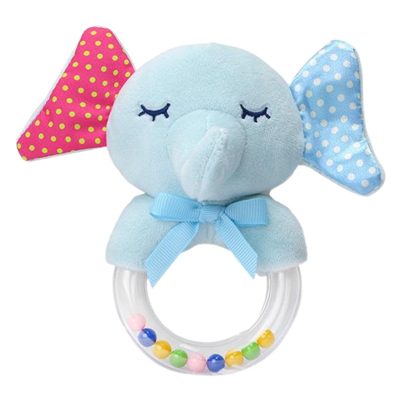 BBSKY bebé de dibujos animados animal mano anillo plástico de partículas mano sonajero muñeca de peluche cuentas de colores campana de mano