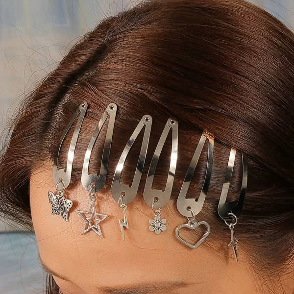 European and American cross-border jewelry 6 five-pointed star love butterfly hairpin suit creative flower lightning pendant hair accessories