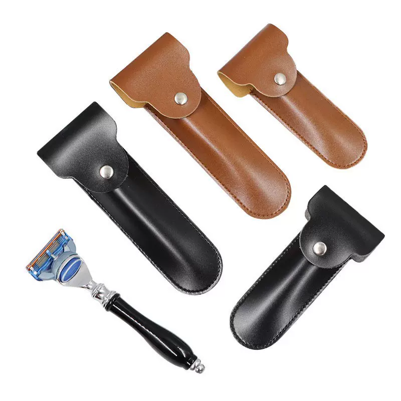 现货批发手动剃须刀皮套老式刮胡刀收纳保护套pu旅行便携刮刀皮套