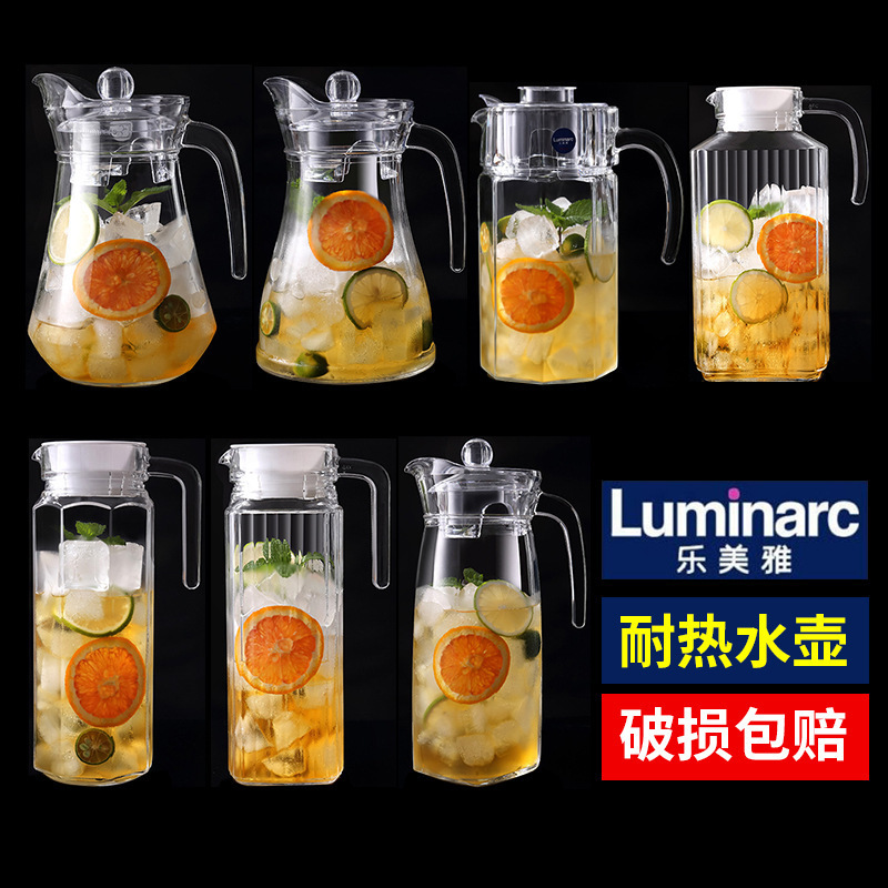 Lemeya vidrio resistente al calor hervidor de agua fría agua manzana verde engrosado jar de jugo tetera flor logotipo al por mayor