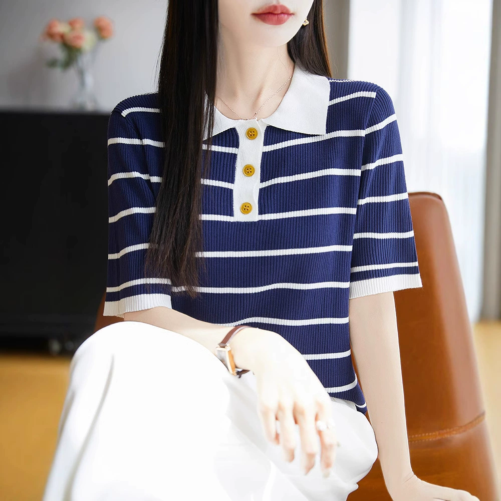 Summer polo, T-shirt, with short sleeve, plus size, western style