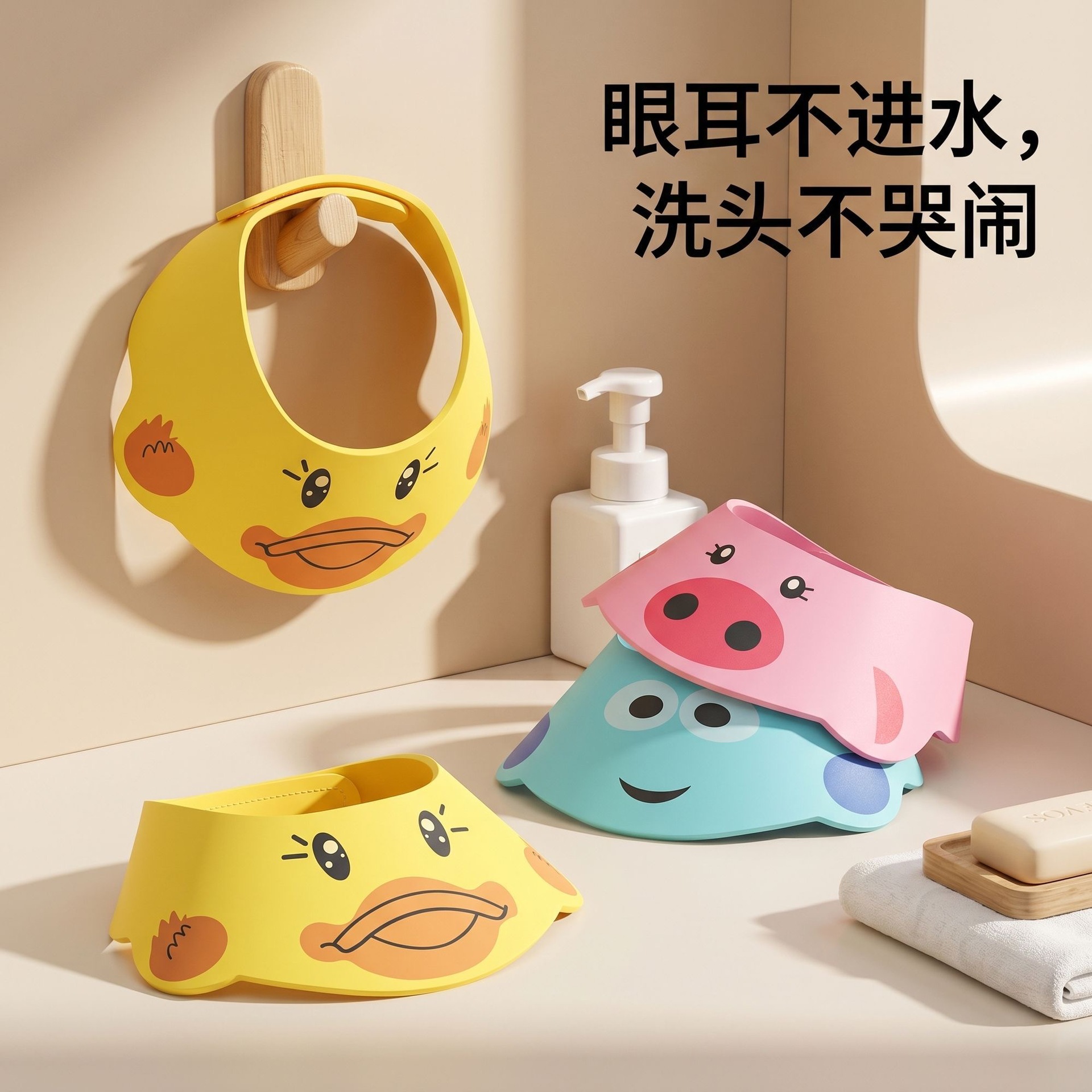 儿童洗头神器挡水浴帽可调节防水护耳宝宝洗发帽柔软亲肤洗澡浴帽