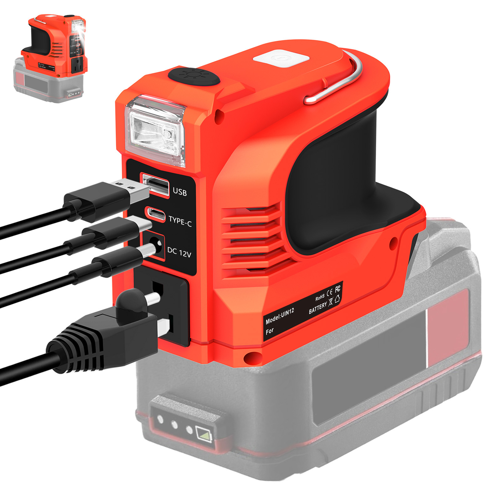 新型インバータ変換器出力220Wは18vツールリチウム電池DC/USB/AC欧米ソケットに適合している