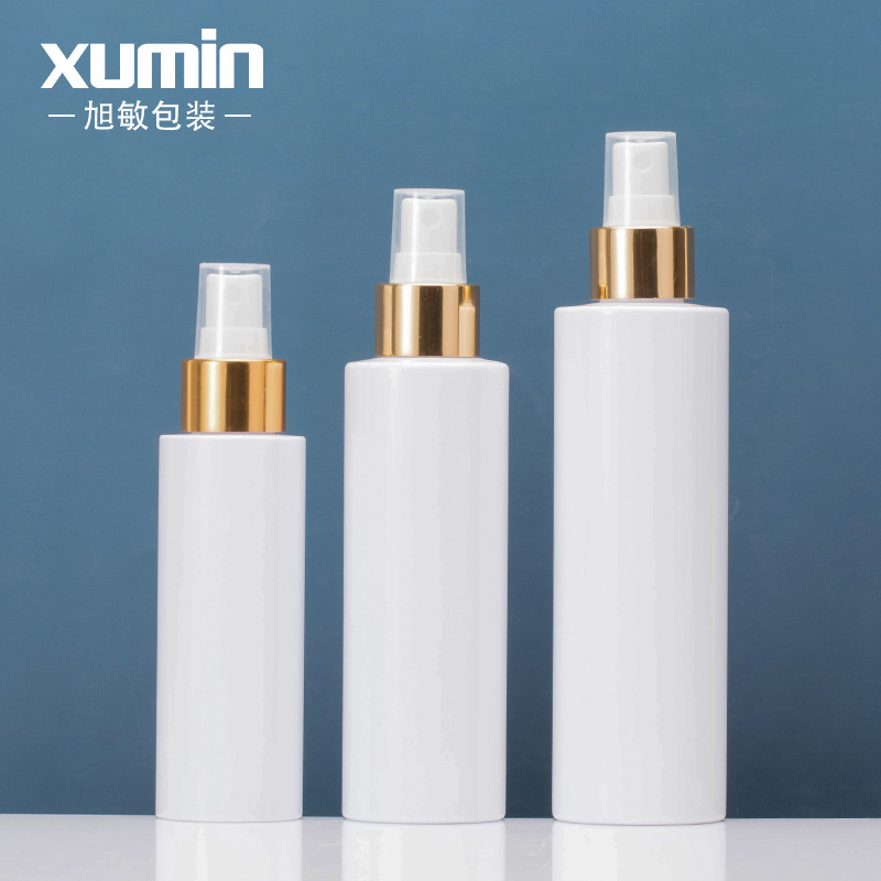 现货化妆品分装瓶 亮金喷头150ml喷雾瓶按压 塑料白色PET化妆水瓶